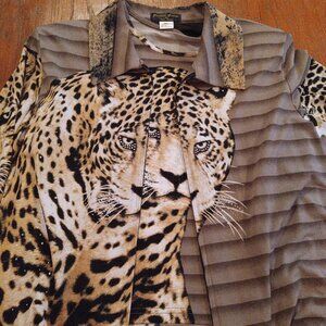 2-Piece Large Blouse Top Jackets Galore By John Farah Animal Print Cheetah ????